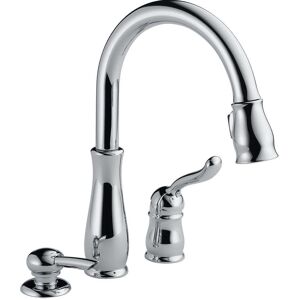 Delta Leland Single Handle Pull Down Sprayer Kitchen Faucet with Soap Dispenser and MagnaTite Docking in Chrome