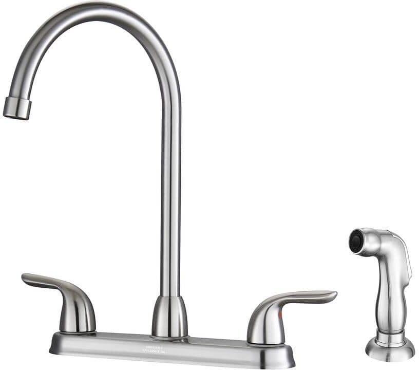 cadeninc 2-Handle Pull-Out Sprayer Kitchen Faucet with 4-Hole Installation in Brushed Nickel