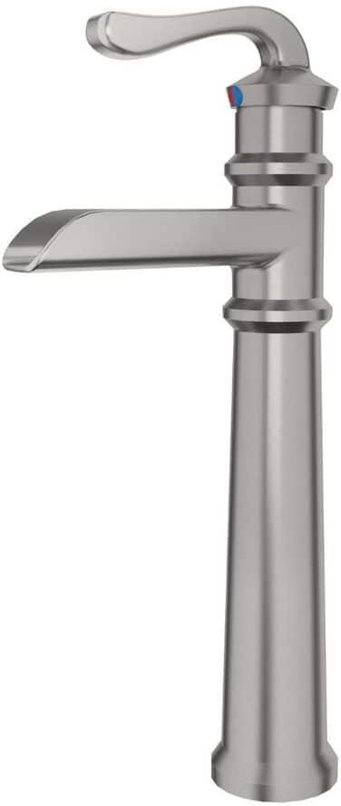 HOMEMYSTIQUE Single Handle Vessel Sink Faucet with Supply Lines in Brushed Nickel