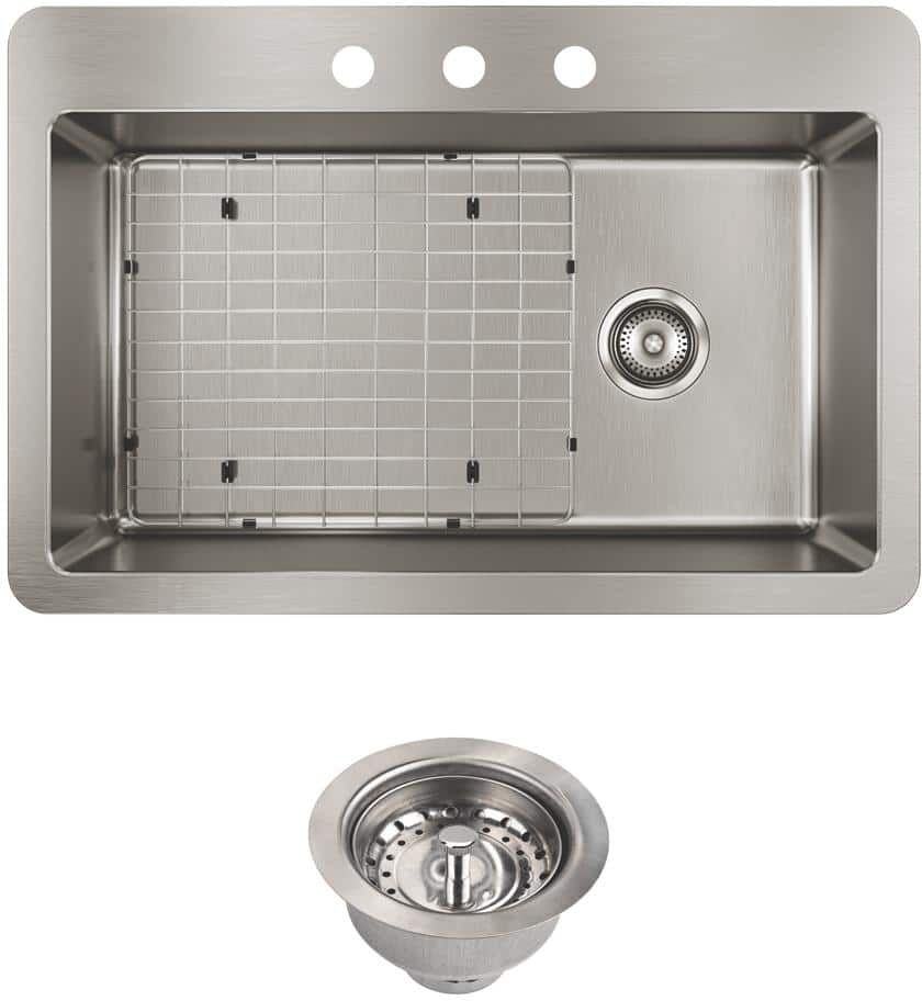 Elkay Avenue 33in. Dual Mount 1 Bowl 18 Gauge  Stainless Steel Sink w/ Accessories