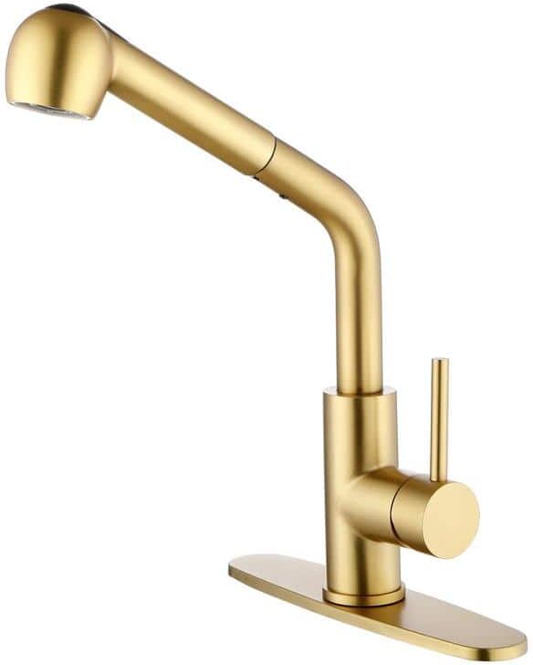 Flynama Hot Sales Single Handle Pull Out Sprayer Kitchen Faucet with Seal Technology in Gold, Stainless Steel