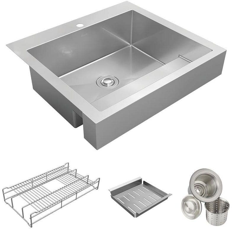 Elkay Dart Canyon 30 in. Farmhouse/Apron-Front 1-Bowl 16-Gauge  Stainless Steel Workstation Sink w/Accessories