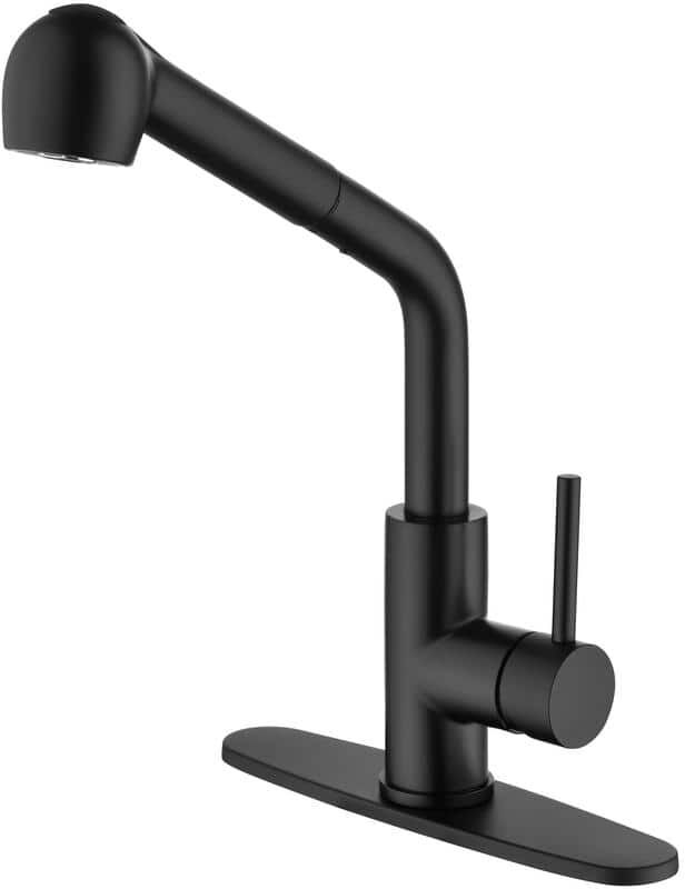 Flynama Hot Sales Single Handle Pull Down Sprayer Kitchen Faucet with Seal Technology in Matte Black, Stainless Steel