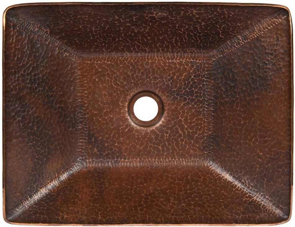 Premier Copper Products Modern Rectangle Hand Forged Old World Copper Vessel Sink in Oil Rubbed Bronze