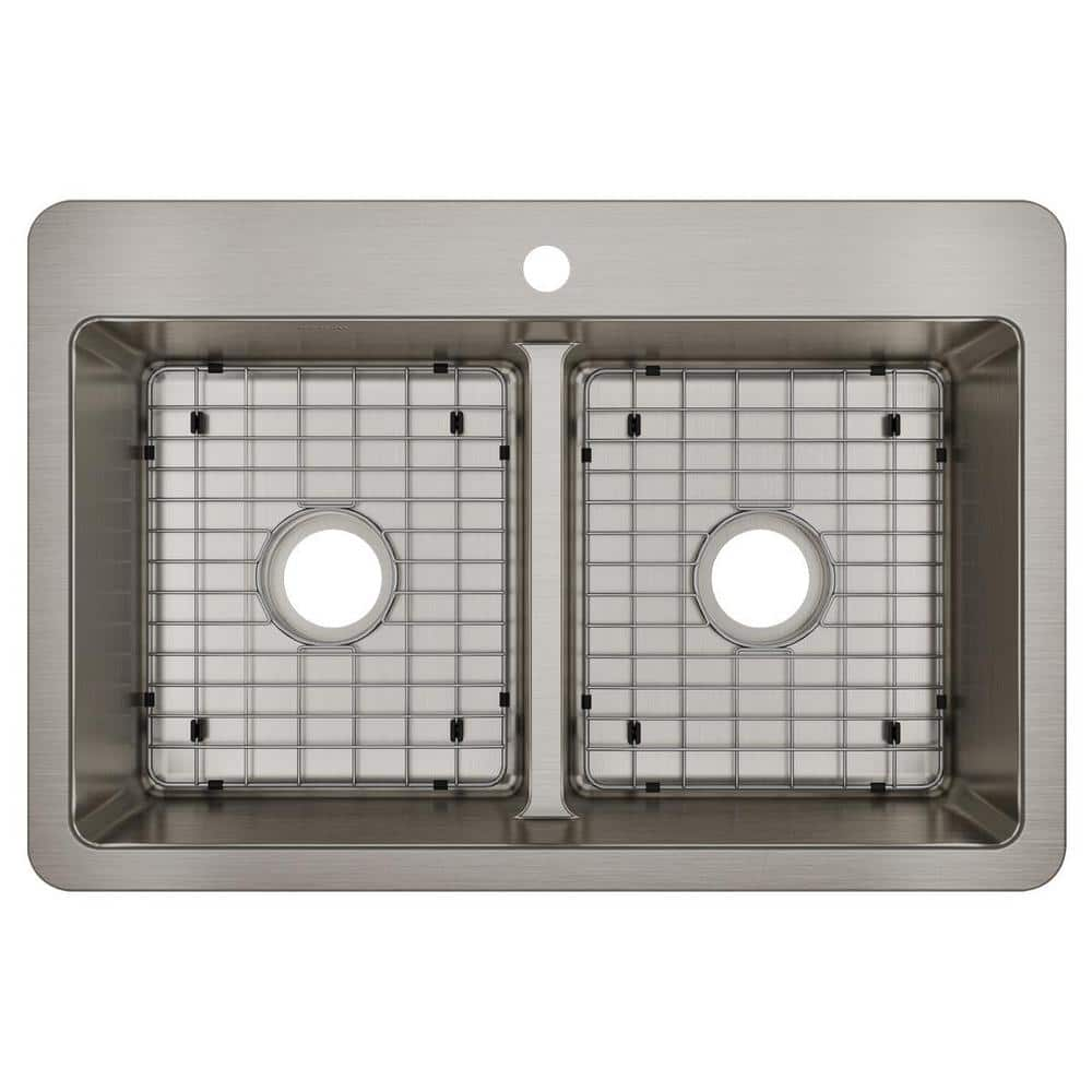 Elkay Avenue 33in. Dual Mount 2 Bowl 18 Gauge Durable Satin Stainless Steel Sink Only and No Accessories