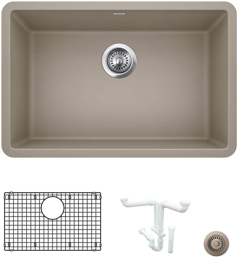 Blanco Precis 26.81 in. Undermount Single Bowl Truffle Granite Composite Kitchen Sink Kit with Accessories