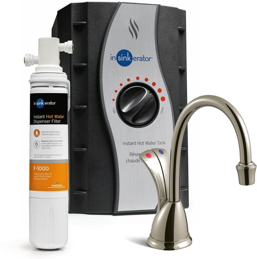 InSinkErator Involve Wave Series Instant Hot & Cold Water Dispenser with Filtration System & 2-Handle 6.75 in. Faucet in Satin Nickel