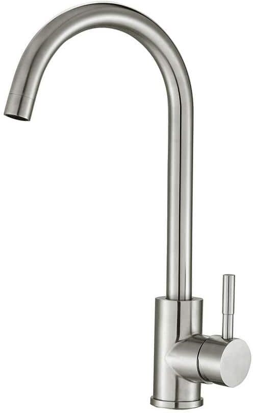 Single Handle Bar Faucet with Water Supply Lines in Brushed Nickel