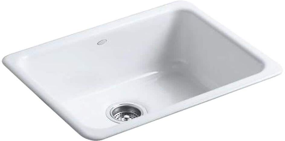 KOHLER Iron Tones Dual Mount Cast Iron 24 in. Single Bowl Kitchen Sink in White