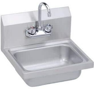 Elkay 17 in. Stainless Steel Single Compartment Commercial Kitchen Sink with Faucet