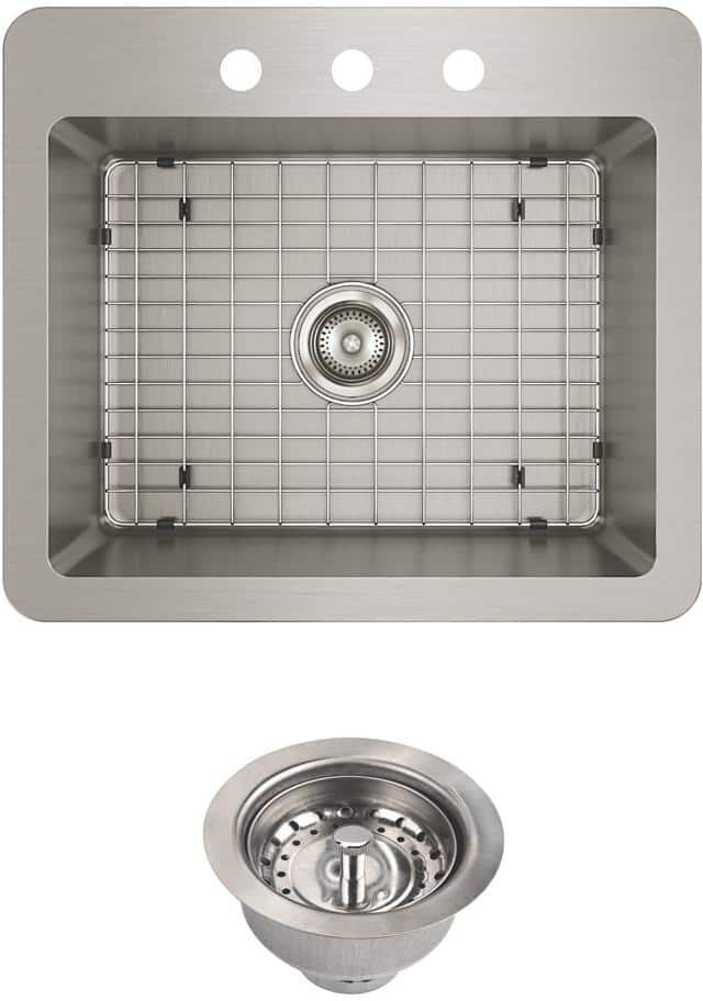 Elkay Avenue 25in. Dual Mount 1 Bowl 18 Gauge  Stainless Steel Sink w/ Accessories