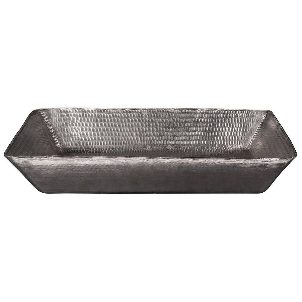 Premier Copper Products Rectangle 14 in. Hammered Copper Vessel Sink in Nickel