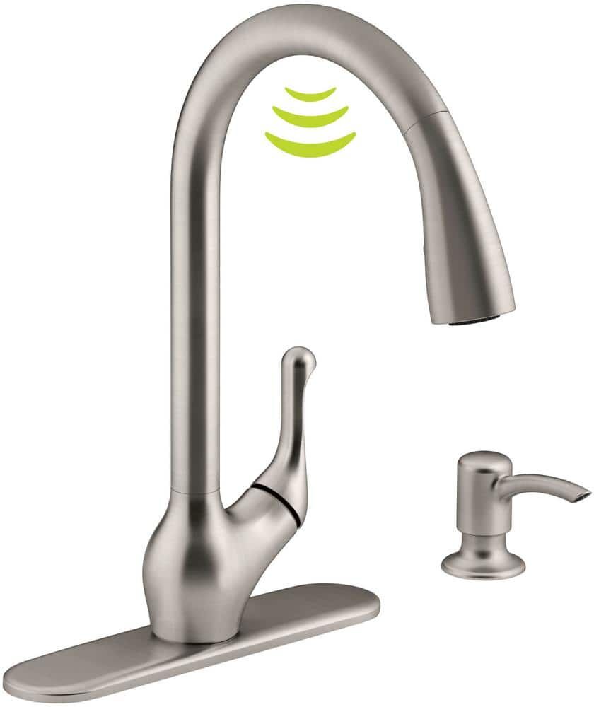 KOHLER Barossa with Response Touchless Technology Single-Handle Pull-Down Sprayer Kitchen Faucet in Vibrant Stainless