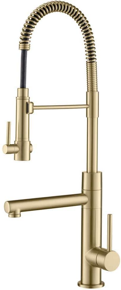 KRAUS Artec Pro Single Handle Pull Down Sprayer Kitchen Faucet with Pot Filler in Spot Free Antique Champagne Bronze