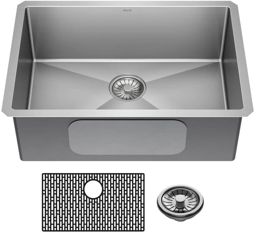 Delta Lenta 16-Gauge Stainless Steel 26 in. Single Bowl Undermount Kitchen Sink with Accessories