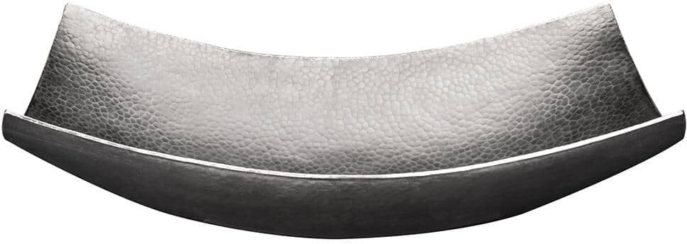 Premier Copper Products Rectangle 18 in. Modern Slope Hammered Copper Vessel Sink in Nickel