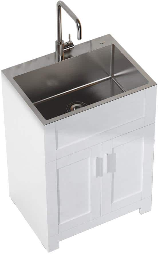 Maincraft 24 in. x 18 in. x 34. in. Stainless Steel Laundry/Utility Tub Sink and MDF Board Cabinet