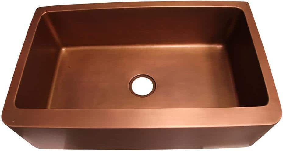 Barclay Products Austin Farmhouse Apron Front Copper 25 in. Single Bowl Kitchen Sink