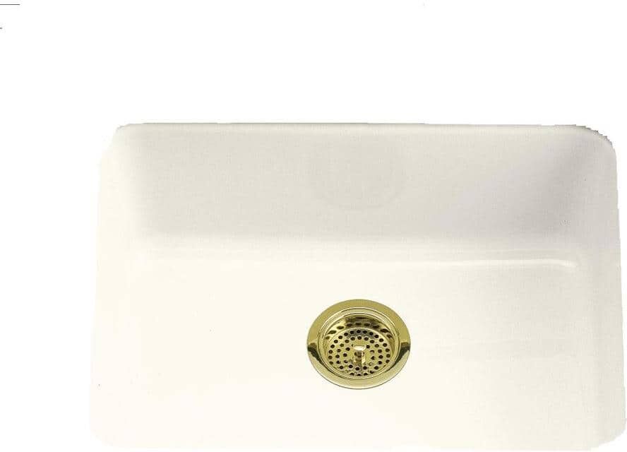 KOHLER Dual Mount Cast-Iron 24 in. Single Basin Kitchen Sink in Biscuit