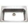 HOUZER Premiere Gourmet Series Drop-in Stainless Steel 33 in. 4-Hole Single Bowl Kitchen Sink