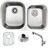 ANZZI MOORE Undermount Stainless Steel 32 in. Double Bowl Kitchen Sink and Faucet Set with Harbour Faucet in Brushed Satin