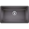 Blanco PRECIS Undermount Granite Composite 32 in. Single Bowl Kitchen Sink in Cinder