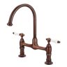 Barclay Products Harding Two Handle Bridge Kitchen Faucet with Porcelain Lever Handles in Oil Rubbed Bronze