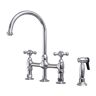 Barclay Products Harding Two Handle Bridge Kitchen Faucet with Sidespray and Cross Handles in Polished Chrome