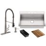 KOHLER Lyric Workstation 33 in. Dual Mount Stainless Steel Single Bowl Kitchen Sink with Simplice Semi Pro Kitchen Faucet