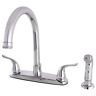 Kingston Yosemite 2-Handle Deck Mount Centerset Kitchen Faucets with Side Sprayer in Polished Chrome