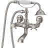 BWE 3-Handle Claw Foot Tub Faucet with Telephone Shaped Hand Shower Old Style Spigot and Hand Shower in Brushed Nickel