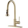 UPIKER Single-Handle Pull Down Sprayer Kitchen Faucet with Deckplate Included and 3 Models in Brushed Gold