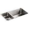 KOHLER Undertone Undercounter Stainless Steel 31.5 in. 0 hole Double Basin Kitchen Sink