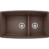 Blanco Performa SILGRANIT Brown Granite Composite 33 in. Double Bowl Undermount Kitchen Sink with Low Divide