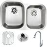 ANZZI MOORE Undermount Stainless Steel 32 in. Double Bowl Kitchen Sink and Faucet Set with Singer Faucet in Brushed Satin