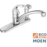 MOEN Adler Single-Handle Low Arc Kitchen Faucet in Chrome with in Deck Side Sprayer and Tool Free Install