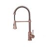 Residential Spring Coil Single-Handle Pull-Down Kitchen Faucet with Cone Sprayer in Antique Copper