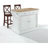 CROSLEY FURNITURE Oxford White Kitchen Island with x-Back Stools