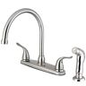 Kingston Yosemite 2-Handle Deck Mount Centerset Kitchen Faucets with Side Sprayer in Brushed Nickel