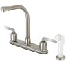 Kingston Centurion Two Handle Standard Kitchen Faucet and Sprayer in Brushed Nickel