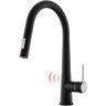 matrix decor Single-Handle Touchless Gooseneck Pull Down Sprayer Kitchen Faucet in Matte Black