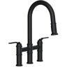 Gerber Kinzie Double Handle Pull Down Sprayer Bridge Kitchen Faucet 1.75 GPM in Satin Black