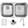 ANZZI MOORE Undermount Stainless Steel 32 in. Double Bowl Kitchen Sink and Faucet Set with Singer Faucet in Brushed Nickel