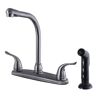 Kingston Yosemite 2-Handle Deck Mount Centerset Kitchen Faucets with Side Sprayer in Black Stainless