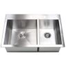 Kingsman Hardware Topmount Drop-in 16-Gauge 33 in. x 22 in. x 10 in. Stainless Steel Double Bowl 60/40 Zero Radius Kitchen Sink