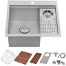 Ruvati Ibiza 16-Gauge Stainless Steel 22 in. Single Bowl Drop-in Workstation Bar Sink