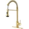 AMAZING FORCE RN Single Handle Pull Down Sprayer Kitchen Faucet with Spring and 4 Modes in Brushed Gold