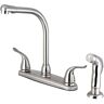 Kingston Yosemite 2-Handle Deck Mount Centerset Kitchen Faucets with Side Sprayer in Brushed Nickel