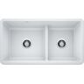 Blanco PRECIS Undermount Granite Composite 33 in. 60/40 Double Bowl Kitchen Sink with Low Divide in White