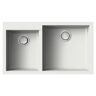 Transolid Quantum Undermount Granite 33 in. Double Offset Bowl Kitchen Sink in White